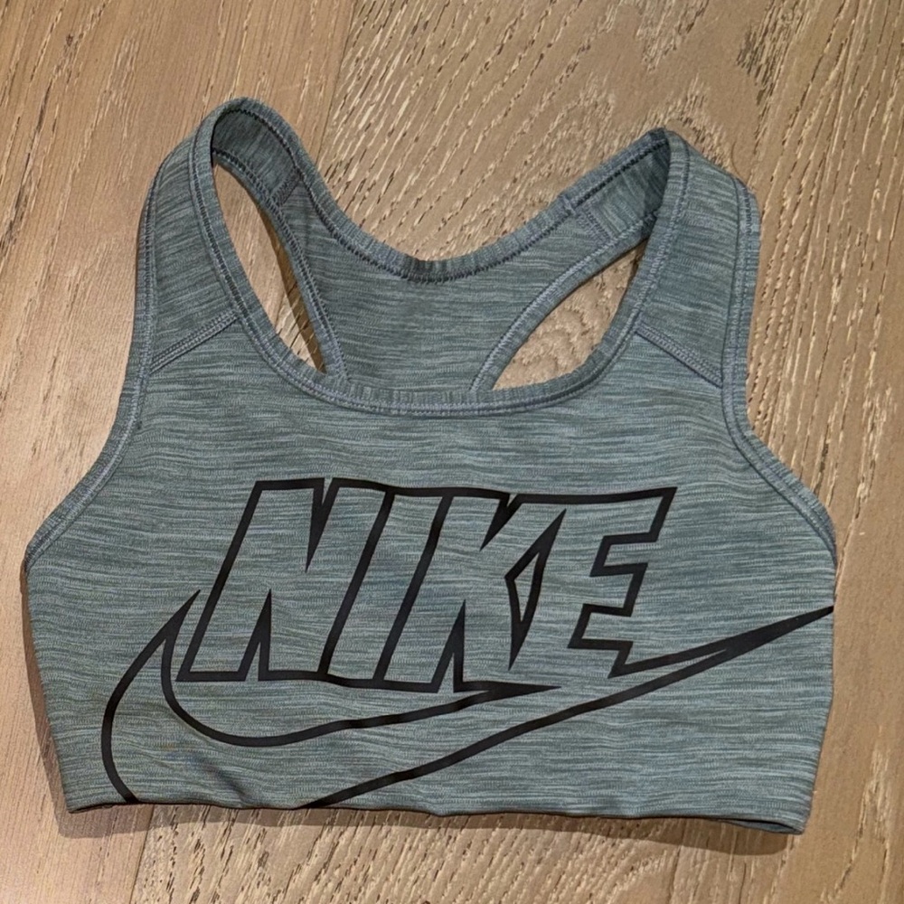 Nike Gray Racerback Sports Bra with Black Logo